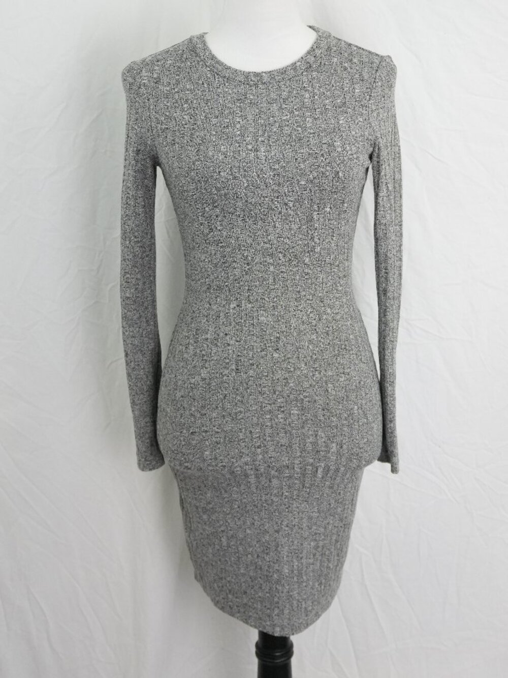 LNC H&M Divided Womens Size 6 Dress Bodycon Stripes Black Gray Sweater Mini